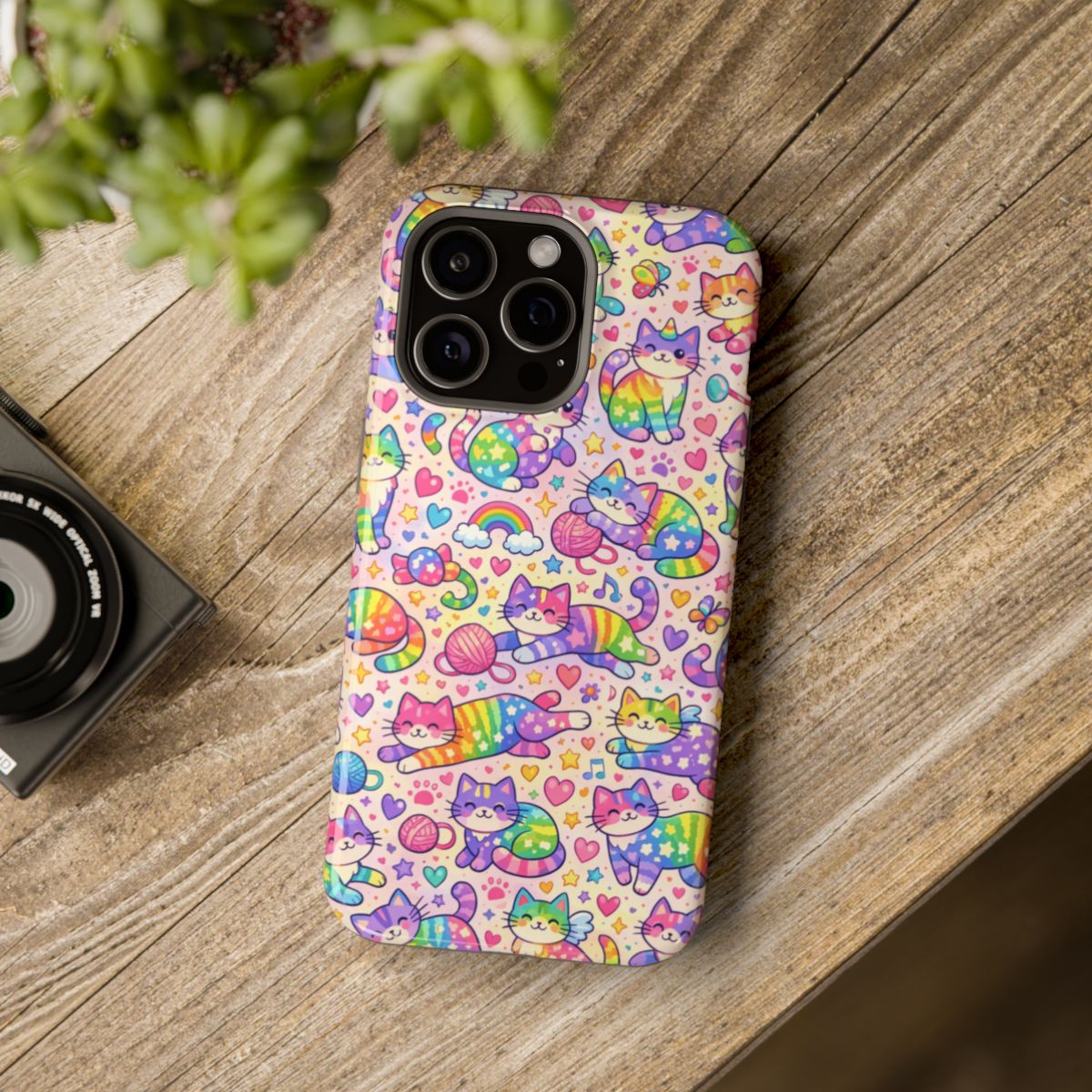 Rainbow Kitties! Magnetic Phone Case - Mockup 4